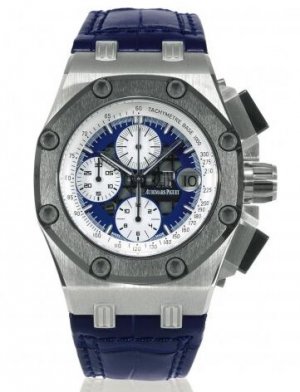 Audemars Piguet cadran bleu chronographe bracelet en cuir de cro