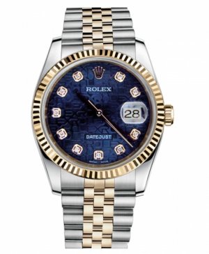 Réplique Rolex Datejust 36mm acier et Jaune or bleu Jubilee Dial 116233 BLJDJ Montre