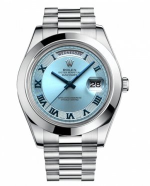 Réplique Rolex Day Date II President Platinum Ice bleu concentric cadran Montre