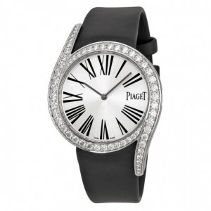 Réplique Piaget Limelight Gala cadran argente bracelet de satin noir Femme Montre