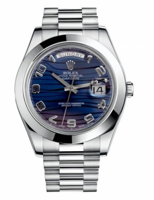Réplique Rolex Day Date II President Platinum bleu wave cadran 218206 BLW Montre