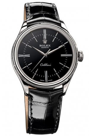 Réplique Rolex Cellini Time or blanc laque noire Cadran 50509 Montre