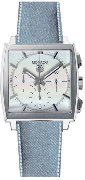 Réplique Tag Heuer Monaco chronographe Date bleu Jean Strap CW2119.EB0017 Montre